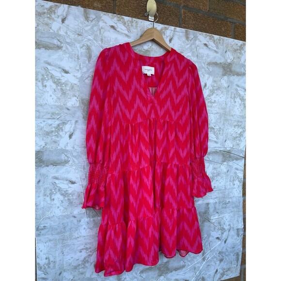 POMANDER PLACE Hot Pink Ikat Kenzo Dress size medium - Picture 2 of 9